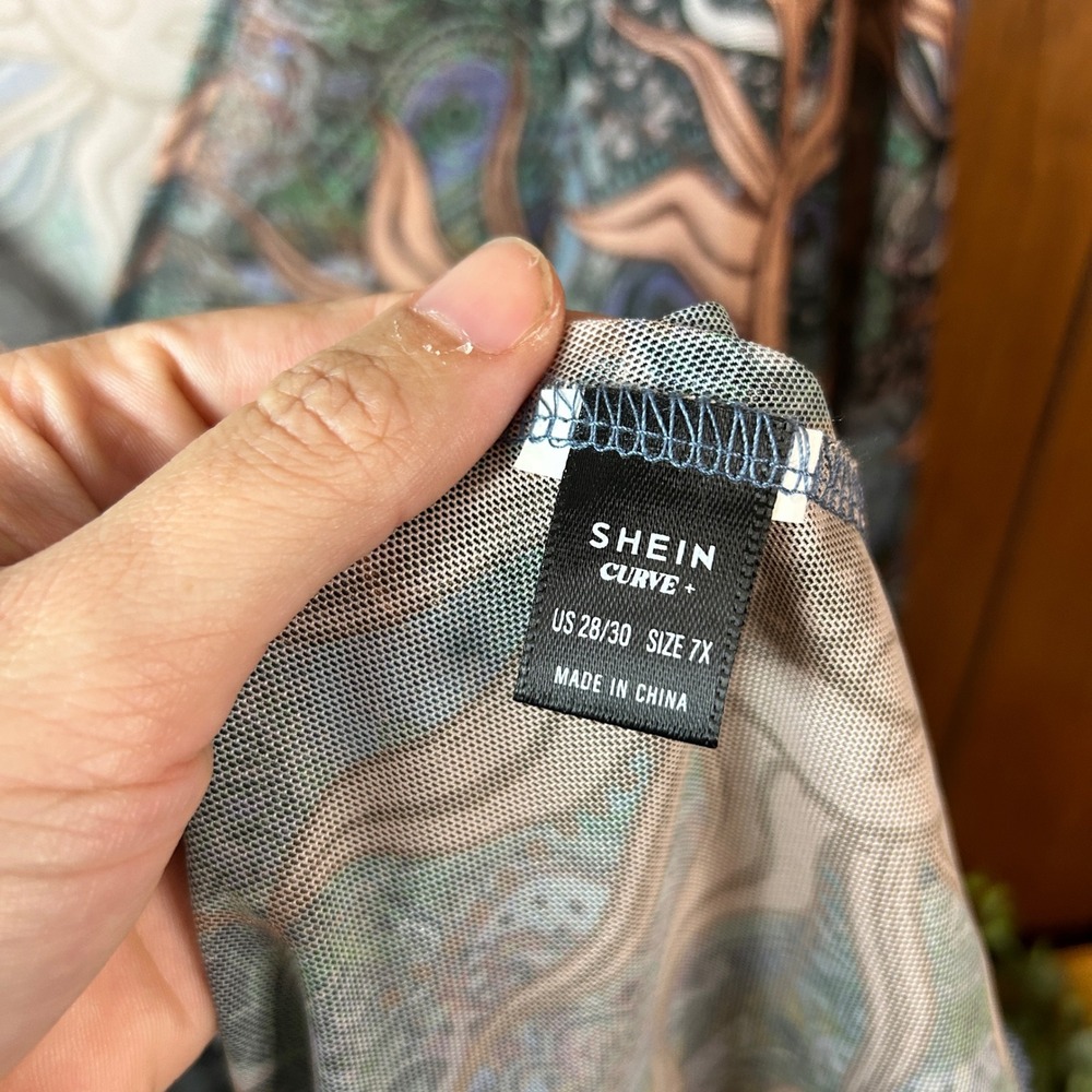 SHEIN CURVE Plus Size 7X Sun Moon Celestial Print Tie Front Bell Sleeve - Picture 6 of 9
